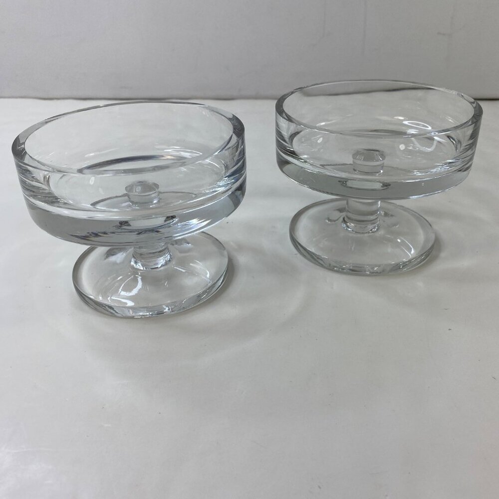Cavalier Set 2 Clear Champagne  Sherbet Glass Dessert Pedestal 4" Bowls